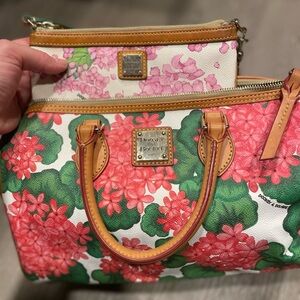 Dooney & Bourke Pink and Green Satchel Hydrangea Print